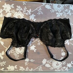 Black‎ Lace Strappy Push Up Plunge Bra "Love" Charm Savage Fenty X Size 38DDD